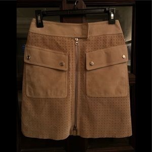 Margaret Godfrey Vintage Tan Front Zipper Suede Mini